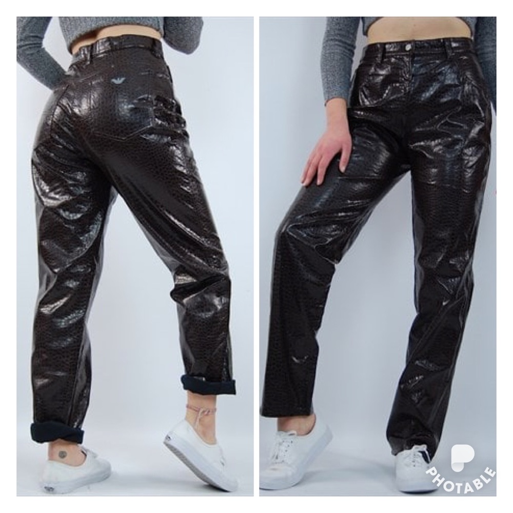 Vintage Armani Jeans PVC reptile mom pants